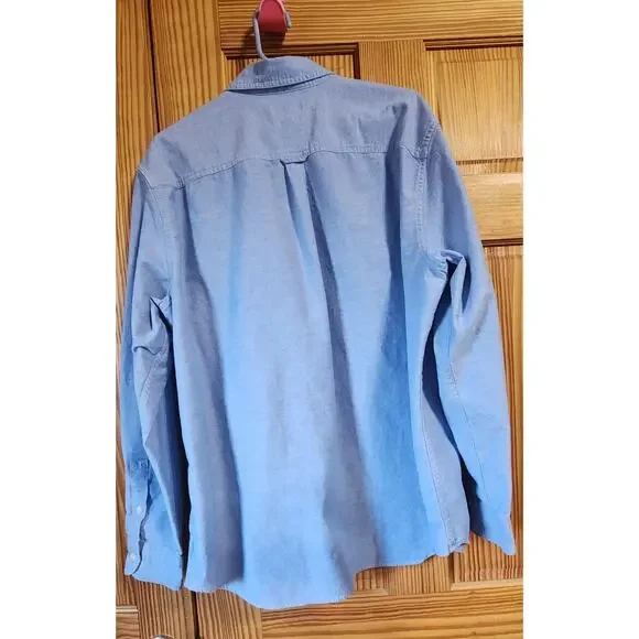 Chaps Stretch Oxford Button Down Shirt Mens XXL Blue Long Sleeve - Picture 2 of 7